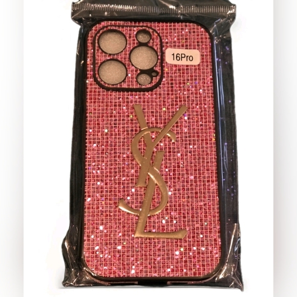 YSL Pink Glitter Blimg Phone Case for I Phome 16 Pro (UNBRANDED) - Picture 1 of 3